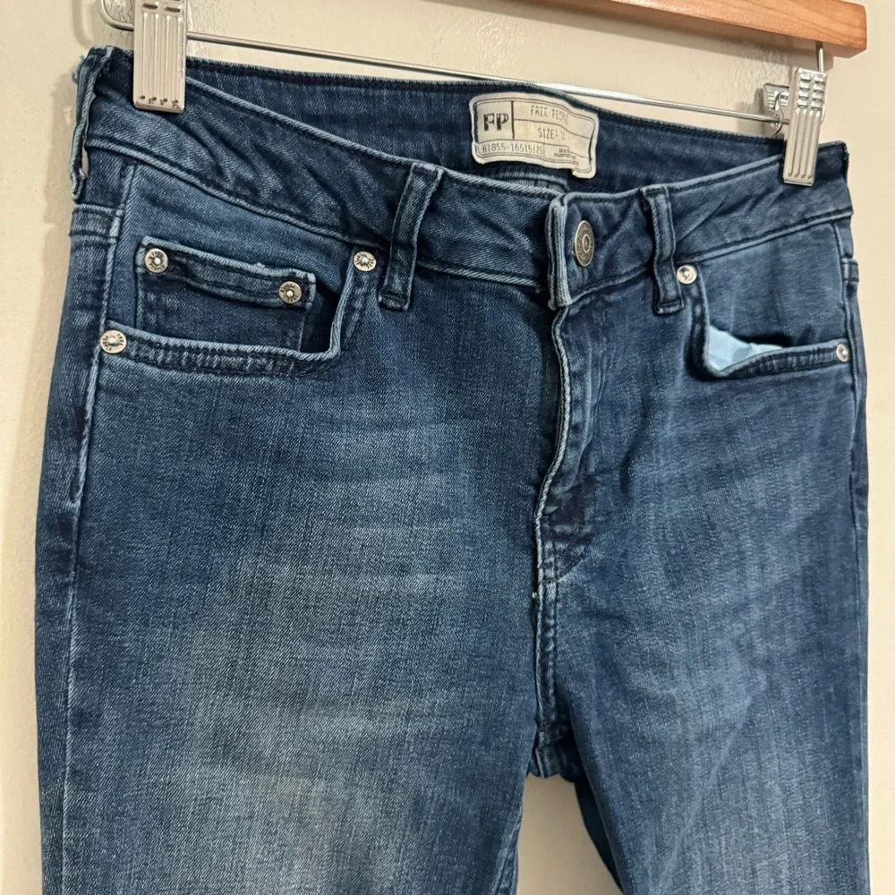 Free People Hippie Hi-Lo Bell Bottom Flare Jeans Blue 25